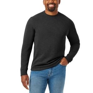 Members Mark Mens Double Knit Crewneck Long Sleeve Black Size M